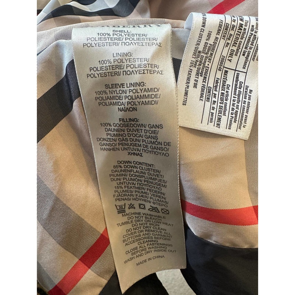 *Flawed Burberry Brit Down Puffer Jacket Coat Belted Hooded Quilted Black Size M - Picture 15 of 16